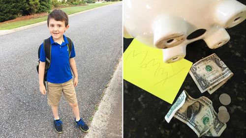 Boy empties piggy bank to help mum reach fundraising goal