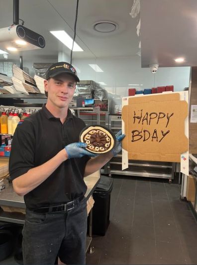 Domino's worker Miles made a special birthday treat for a child after hearing no one showed up to their birthday party.