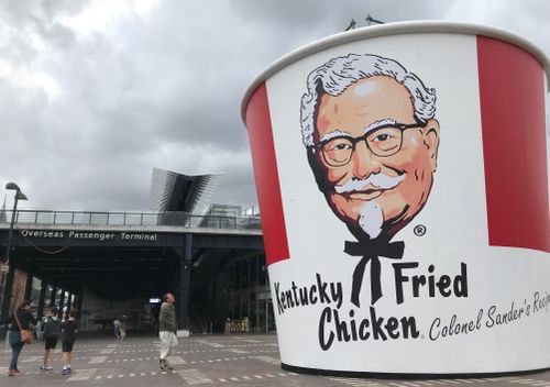 The gigantic bucket has been staged next to the Overseas Passenger Terminal at Circular Quay (Supplied). 