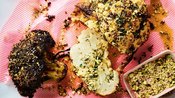 Luke Hines&#x27; barbecued whole cauli and broccoli