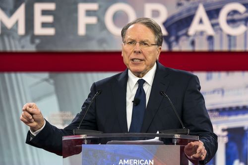 Wayne LaPierre has hit out at gun control advocates for using the Florida shooting for political gain. (AAP)