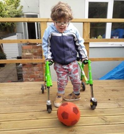 The little boy learned to walk to raise money for healthcare workers.