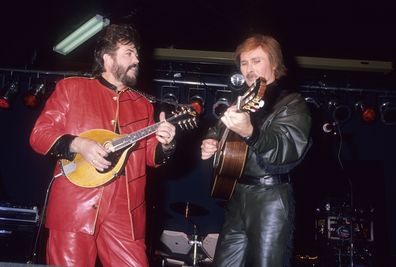 Seals and Crofts (left to right: Dash Crofts and Jim Seals) attend Seals & Crofts Special One-Night Only Reunion Concert in 1989 in LA.