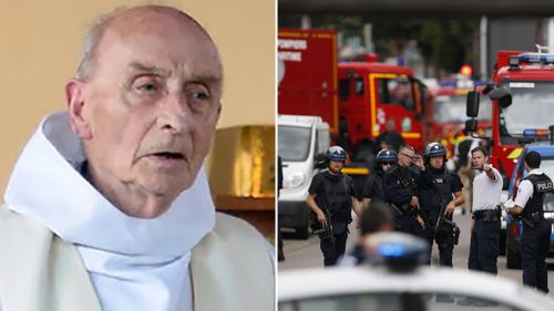 Priest Jacques Hamel (left) was killed in the attack. (AAP)