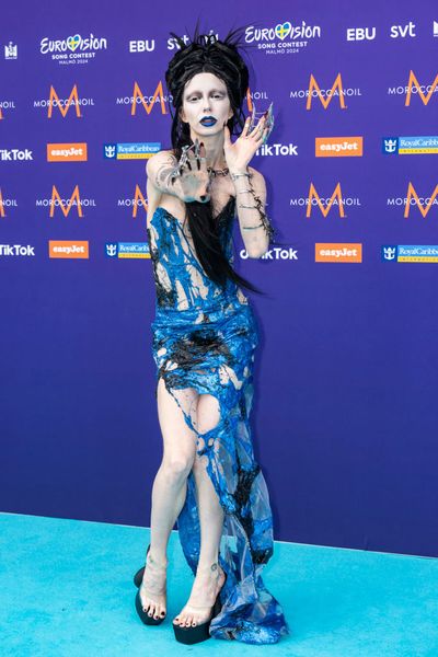 eurovision blue dress Farm Rio Blue Luna Lenzing_x0099_ Ecovero_x0099_ Viscose Mini Dress, Luna Blue / XS