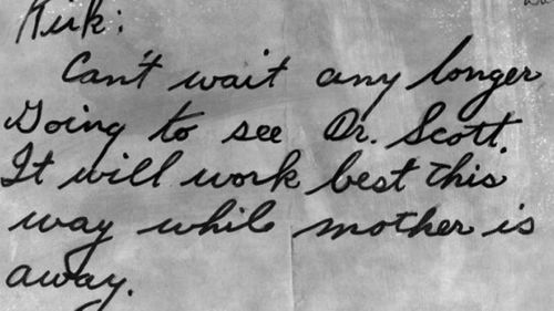 This note found in Jean Spangler's handbag raised more questions than answers.