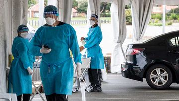 A COVID-19 drive-through testing clinic in Maroubra, Sydney.