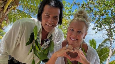 Lisa Curry and Mark Tabone renew their vows in an intimate island ceremony