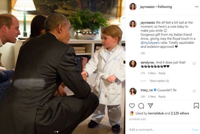 The robe is inspired by one worn by Prince George while meeting Barack Obama.