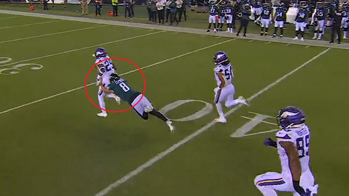 Aussie NFL punter is the toast of Philadelphia after this play against the Minnesota Vikings.