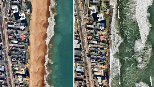 Before and after: Narrabeen Beach. (Nearmap)