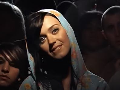 Katy Perry in the 2005 music video for Gym Class Heroes song Cupid's Chokehold.