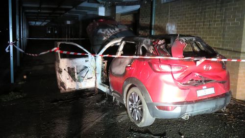Shooters were riding in a stolen red Mazda CX5, which was later found burned out in W.A. Smith Reserve in Lalor, a suburb in Melbourne's north.
