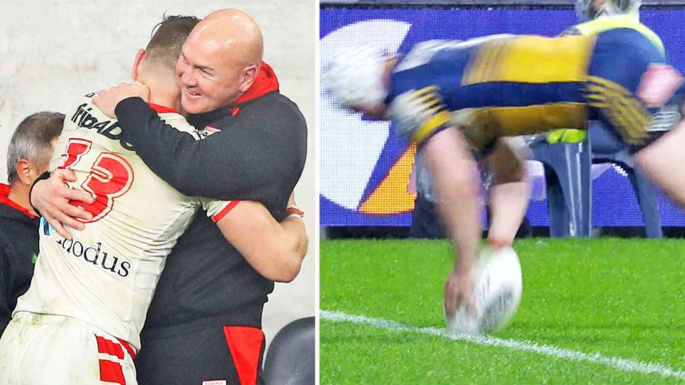 McGregor hugs Dragons players after they fought off a fast-finshing Eels