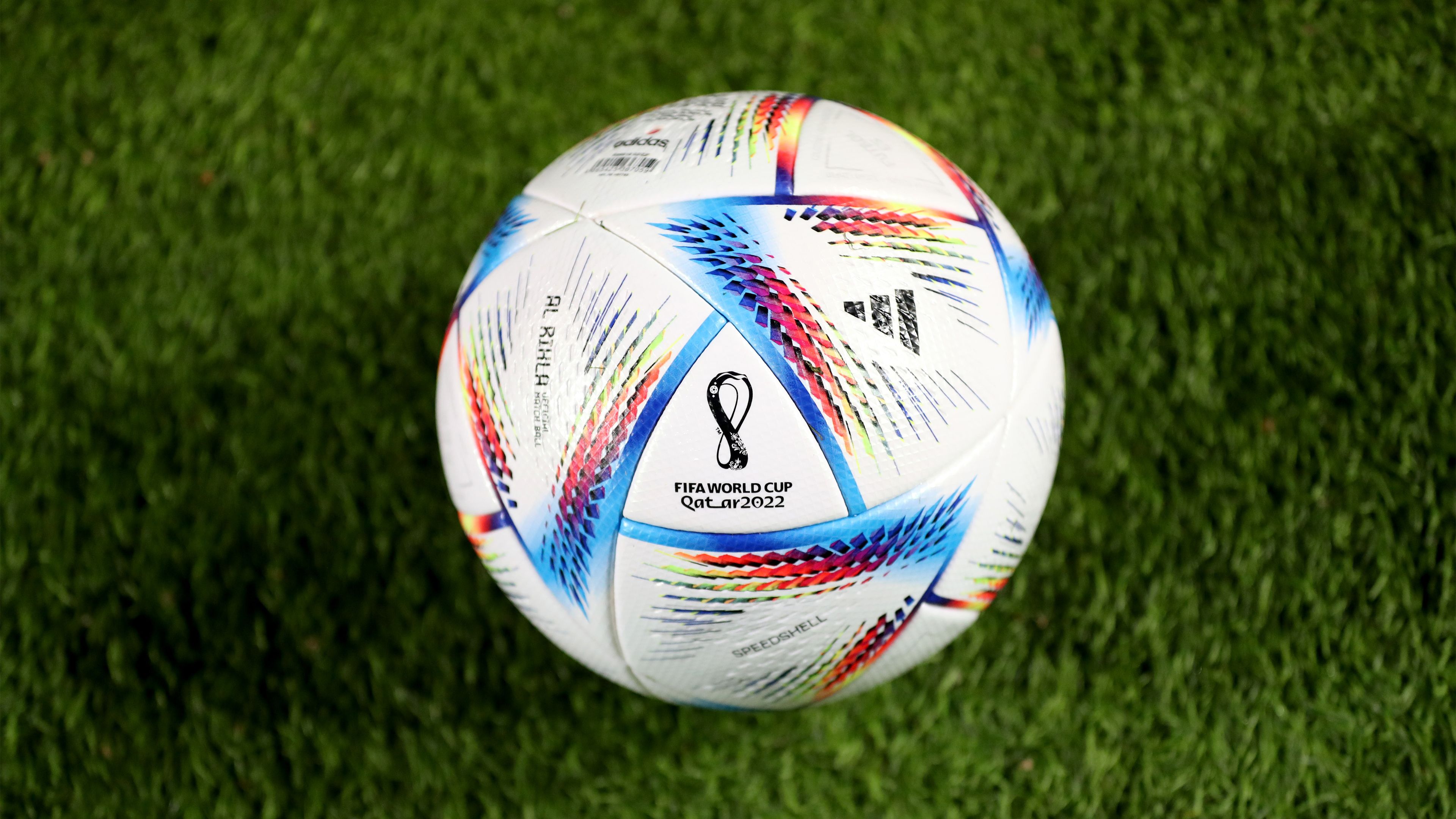 The official ball of FIFA World Cup Qatar 2022 is seen during the friendly football match between Portugal and Nigeria, at the Alvalade stadium in Lisbon, Portugal, on November 17, 2022, ahead of the Qatar 2022 World Cup. (Photo by Pedro Fiúza/NurPhoto via Getty Images)