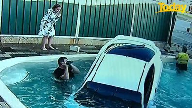Perth backyard car crash pool rescue Ed and Adam