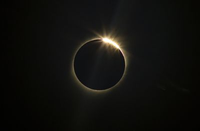 The moon blocks the sun during a total solar eclipse in La Higuera, Chile.