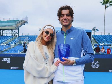 Morgan Riddle with American tennis pro boyfriend Taylor Fritz.