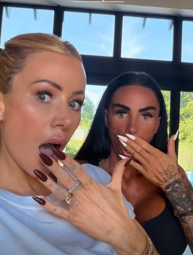 Kate Price and Olivia Attwood share a joke about Price's missing husband.
