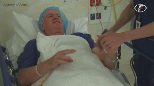 Mark Mickan underwent surgery to have three implants placed inside this brain which are linked to two pulse generators on either side of his chest.