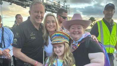 Magda Szubanski, Anthony Albanese and Jodie Haydon