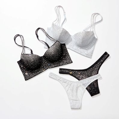 Victoria's Secret Silver Glitter Bra Set, - New *