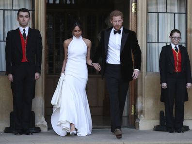 Prince Harry and Meghan Markle on their way to their wedding reception.