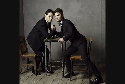 @vanityfair: Coming soon to a theater near you: Wrists of Glory! Paul Rudd and Adam Scott break in Mark Seliger's studio at the @vanityfair #oscars party. More portraits all night! #vfoscars #nofilter