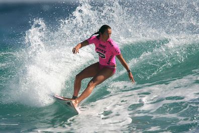 Layne Beachley competes in round one of the Roxy Pro, the first event on the ASP World Championship Tour on March 1, 2005.