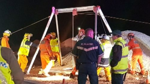 It took two hours to get the man out of the mine shaft. Picture: 9NEWS