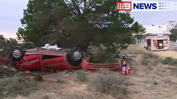 A man has died after his car struck a tree and rolled off the road. (9NEWS)