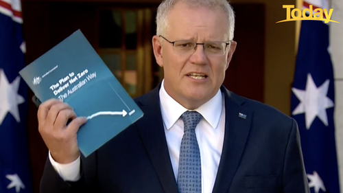 Mr Morrison held up the net zero plan and said it was a 'middle course' between climate debate extremes. 