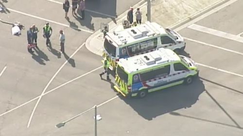 Emergency services at the scene on Friday. (9NEWS)