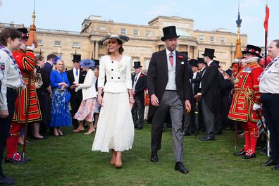 LONDON, ENGLAND - May 8: Catherine, Princess of Wales, and Prince William, Prince of Wales, during a Royal Garden Party at Buckingham Palace on May 8, 2026 in London, England. (Photo by Aaron Chown - WPA Pool/Getty Images)
