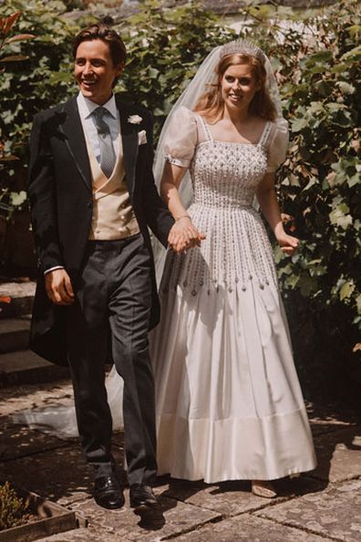 Princess Beatrice and Edoardo Mapelli Mozzi are photographed after their wedding in the grounds of Royal Lodge on July 18, 2020 in Windsor, United Kingdom