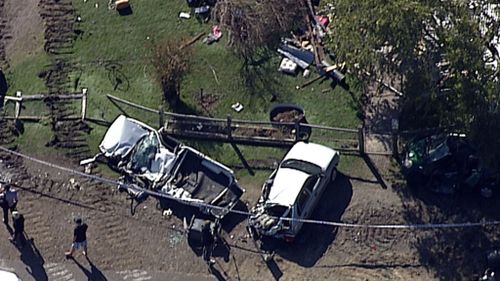 The wild rampage crushed the home as well as a boat and four cars. (9NEWS)