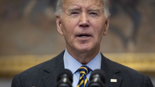 President Joe Biden speaks in the Roosevelt Room at the White House in Washington, Friday, Jan. 10, 2025. (AP Photo/Ben Curtis)