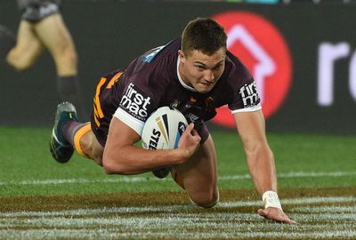 Earlier, Corey Oates scored the first try of the game in the opening minutes. (AAP)