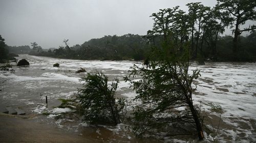  Flash flooding is seen at the Guadalupe River in Kerrville, Texas, on July 5.