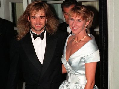 Wimbledon Champions Steffi Graf and Andre Agassi outside the Savoy Hotel in London for the post Wimbledon dinner. 