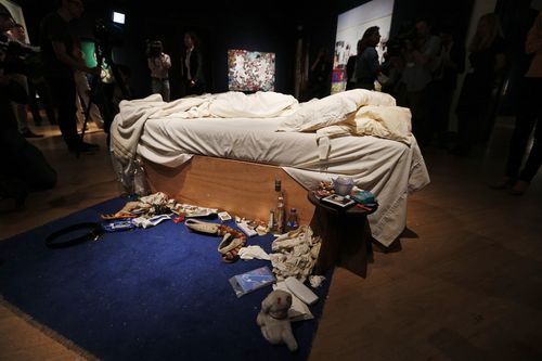 Tracey Emin's 1998 artpiece, entitled My Bed. (AAP)