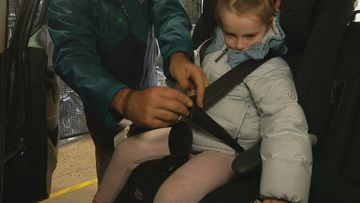 Danger of puffer jacket for children in a car seat.