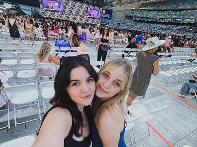 Maddison Leach (left) at Taylor Swift's Eras Tour in Sydney.