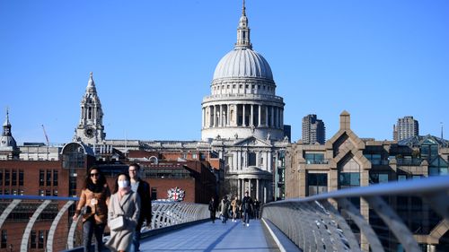 A general view of St.Paul's Cathedral and Millennium Bridge on March 22, 2020 in London, England