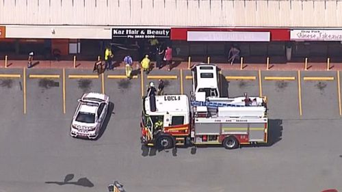 A car crashed into a shop at Bray Park, north of Brisbane. (9NEWS)