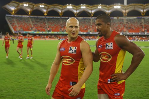 Gary Ablett and Wilkinson at a Suns match in 2013. (Getty Images)