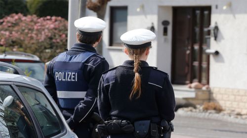 Police outside the home of Germanwings co-pilot Andreas Lubitz. (AAP)
