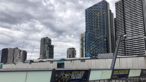 Melbourne's CBD is already looking grey and stormy. (Lexie Jeuniewic)