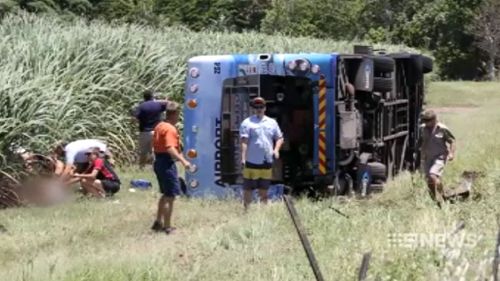 The bus came off the road around 1pm. (9NEWS)