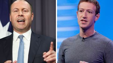 Treasurer Josh Frydenberg and Facebook founder and boss Mark Zuckerberg.